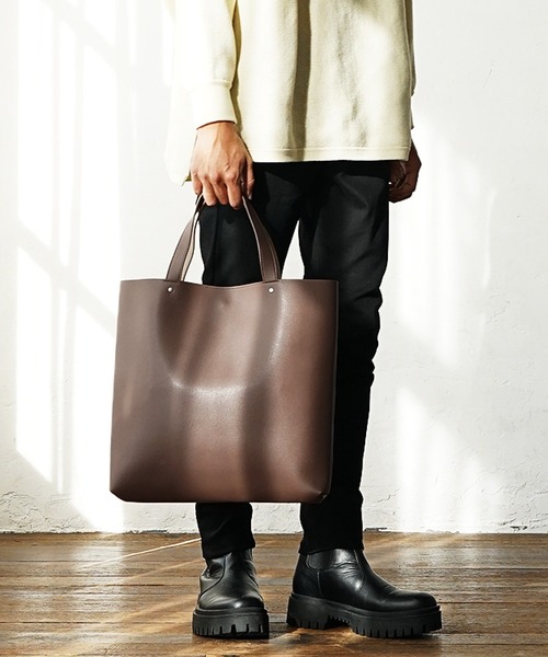 MinoriTY トートバッグ シンセティックレザーバイカラートート