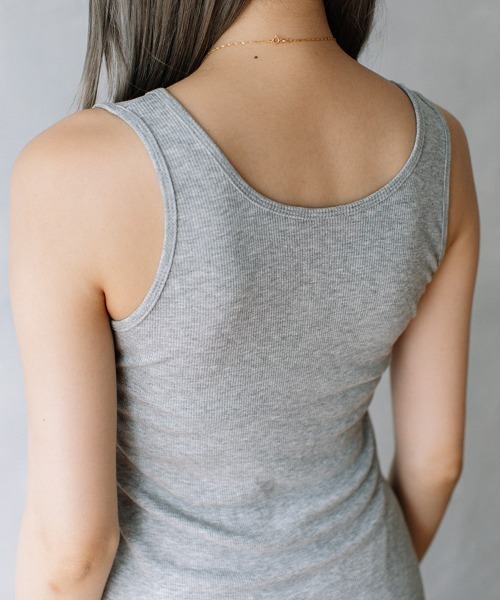 タンクトップ ノースリーブ henley neck rib tanktop/ヘンリーネック