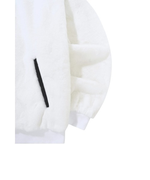 OY ファー ブルゾン ジャケット ホワイト OY/オーワイ』LOGO FUR HOODIE JACKET/ロゴファーフーディー