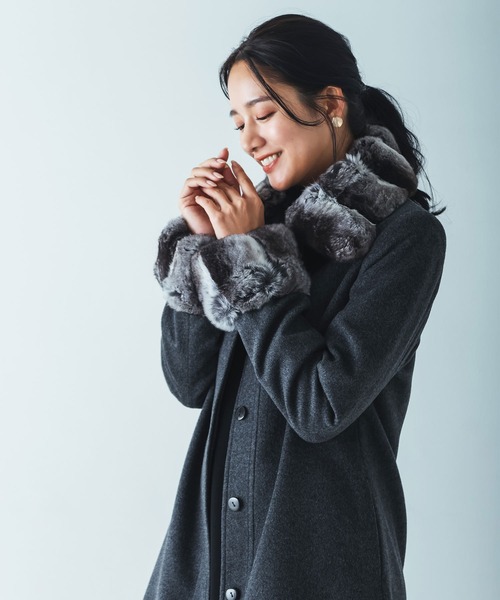Filomo カシミヤ100% チンチラトリムコート レディース Filomo コート アウター 「Filomo」カシミヤ100%チンチラトリム