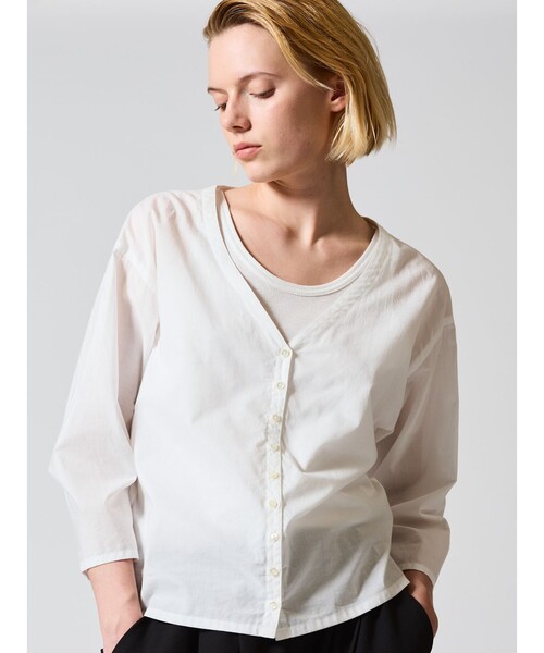 mizuiroind（ミズイロインド） ブラウス シャツ mizuiro ind Vネック