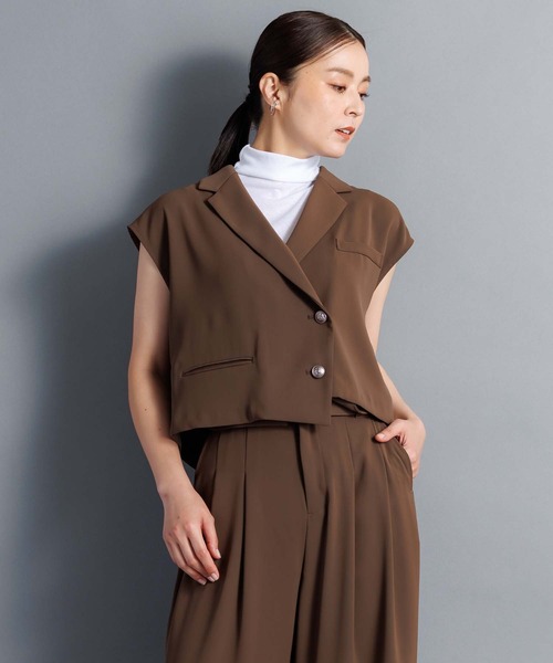 ベスト ジレ アシメショートジレ レディース