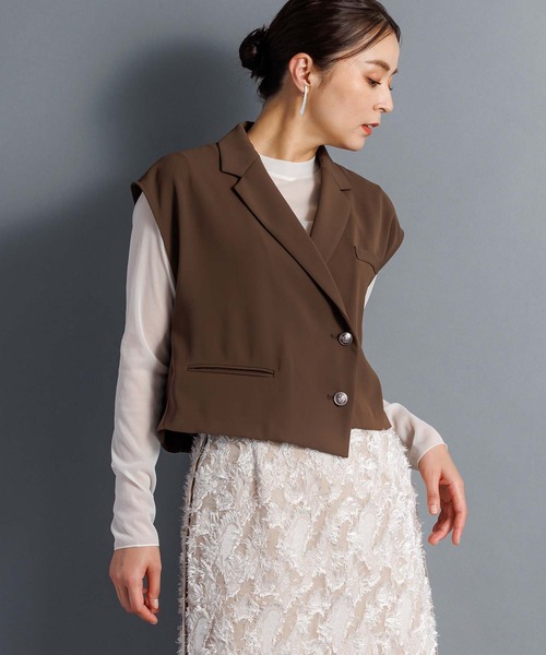 Aimeine ジレ ベージュ 新品未使用品 Perfect Suit FActory ベスト ジレ 「セットアップ可能」麻調