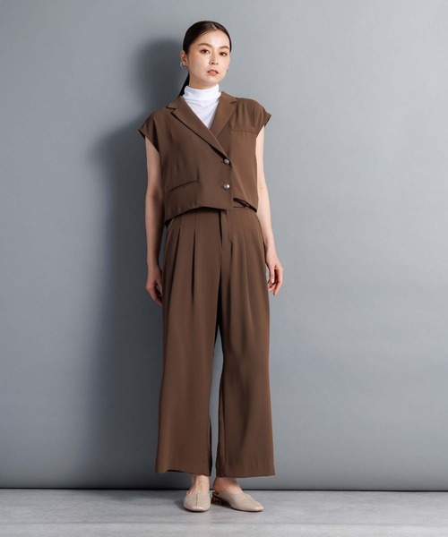 Aimeine ジレ ベージュ 新品未使用品 Anside ベスト ジレ アシメショートジレ レディース : ZOZOTOWN
