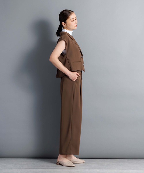 Anside ベスト ジレ アシメショートジレ レディース : ZOZOTOWN