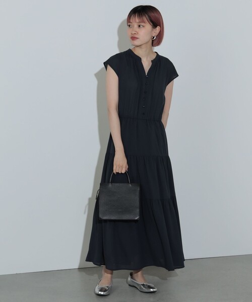 BEAMS HEART ワンピース スキッパー ロング ティアードワンピース 