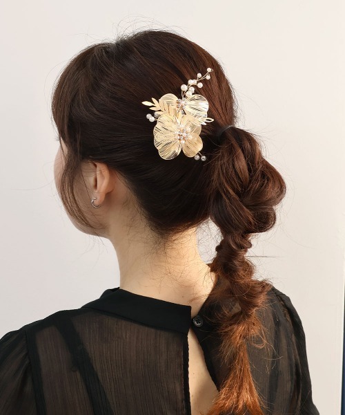 2連フラワー ベビーヘアクリップ ヘアピン ヘアゴム ヘアアクセサリー 髪飾り CEMO NEMO（セモネモ） ヘアピン 2連 透かしフラワー クリップ