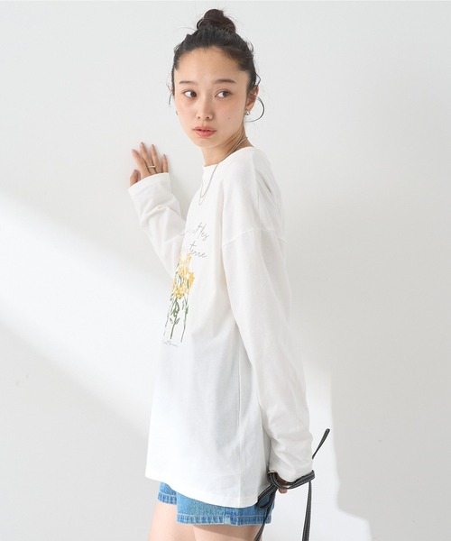 earth music&ecology tシャツ フラワープリントロンTee