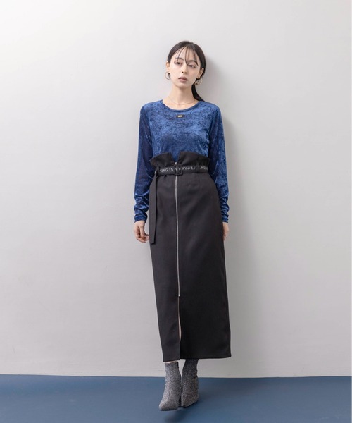 Eimee Law（エイミーロウ） tシャツ ベロアメッシュ プレート付き
