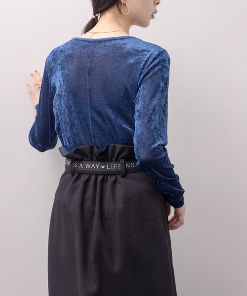 Eimee Law（エイミーロウ） tシャツ ベロアメッシュ プレート付き