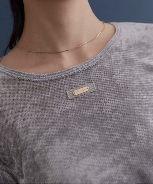 Eimee Law（エイミーロウ） tシャツ ベロアメッシュ プレート付き