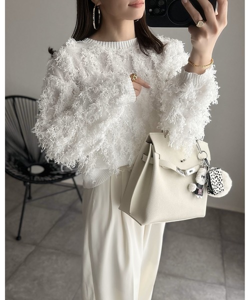 Eclat one ニット セーター 「Eclat one×mako」クルーネックフェザー