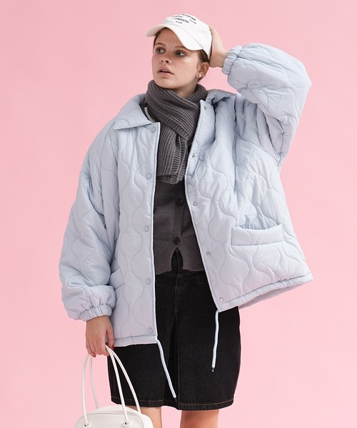 ミリタリージャケット モッズコート ビックサイズ襟付きキルティング