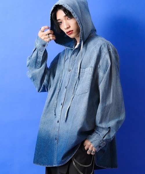 シャツ a.p.o.v. グラデーションピグメントデニムオーバーサイズ