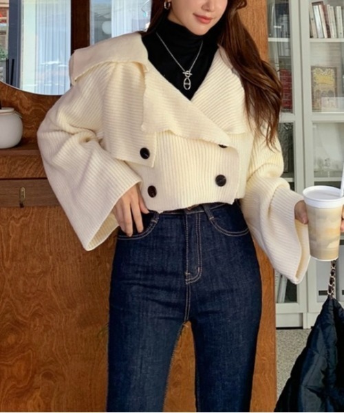 LADY LIKE（レディライク） ニット セーター クロップド丈畔編みニット