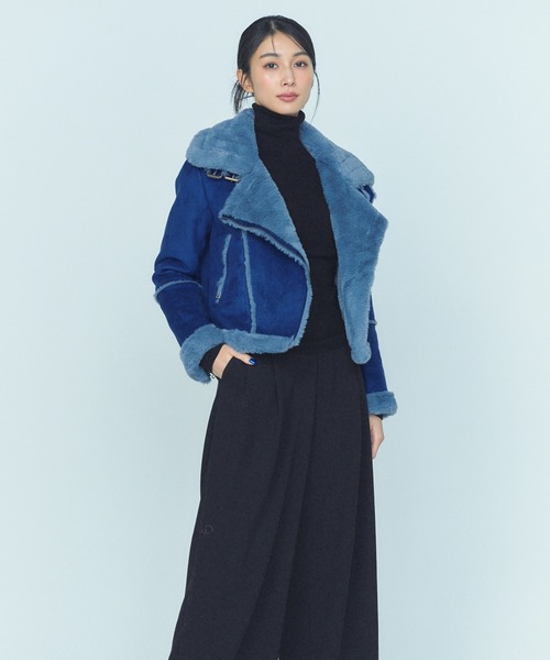 その他ブランド / BLUE×PALANG/FUR BOA JACKET ムートンジャケット/--/ポリエステル/BLU/無地 BLUE×PALANG（ブルーパラン） ムートンコート ボアコート FUR BOA