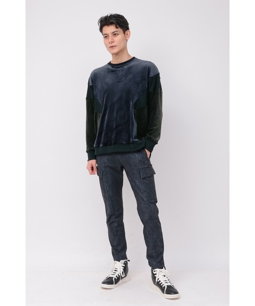 トルネードマート　ベロア　レースアップ TORNADO MART トレーナー スウェット MART∴ベロアコンビオーバー