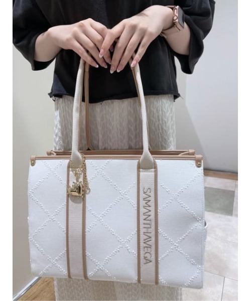 Samantha Vega トートバッグ ロゴテープデニム風A4トート