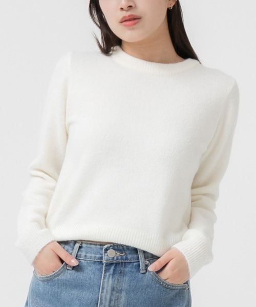 HEILIS ニット セーター クルーネックベーシッククロップド