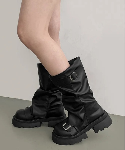 靴 studs ridersboots archive y2k gossip!ロサンゼルス ブーツ カバーミドルブーツ 厚底 Y2K レディース