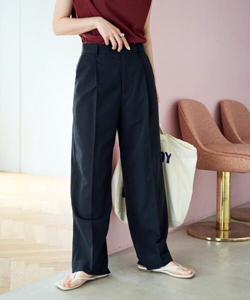 ★絶大な美脚効果★THE FRANKIE SHOP ブラックストレートパンツ 楽天市場】美脚魅せタックワイドスラックスパンツ レディース 秋