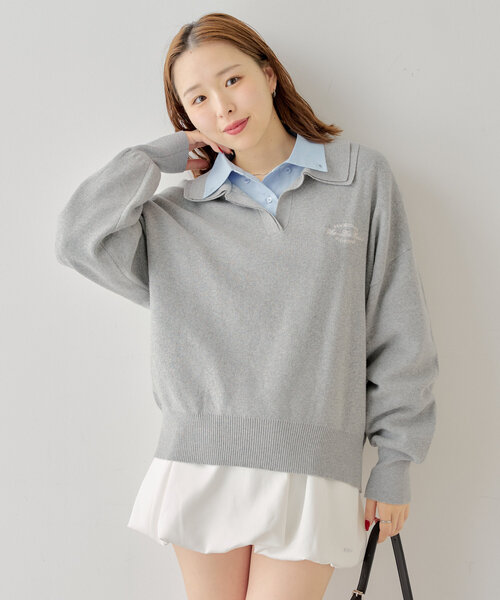 【きゅんちゃん 】Sov. ダルレーヨンスキッパージャガードニット３６美品 Girly Doll ニット セーター ジャガードレトロニット レディース