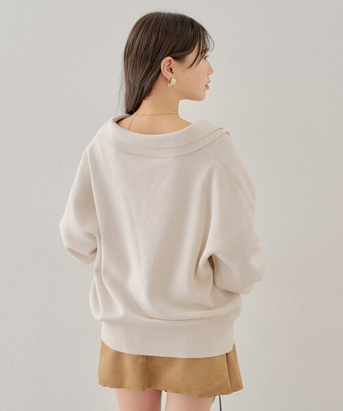【きゅんちゃん 】Sov. ダルレーヨンスキッパージャガードニット３６美品 セール】スキッパーニットトップス（ニット/セーター）｜PIN
