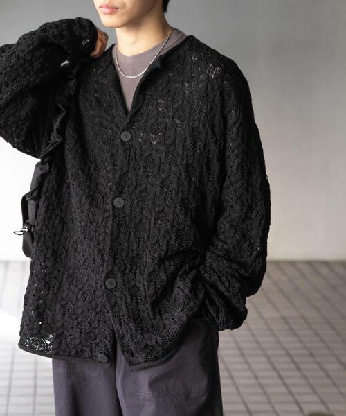 SENSE OF PLACE by URBAN RESEARCH カーディガン ケーブルメッシュ