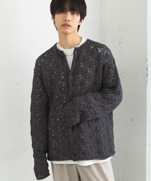 アーバンリサーチ  AIRWOOLケーブルカーディガン SENSE OF PLACE by URBAN RESEARCH カーディガン ケーブルメッシュ