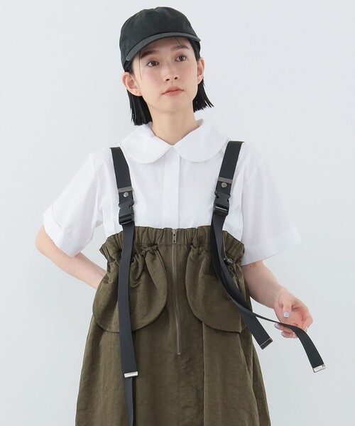 ブラウス シャツ 丸襟 ショートシャツ レディース