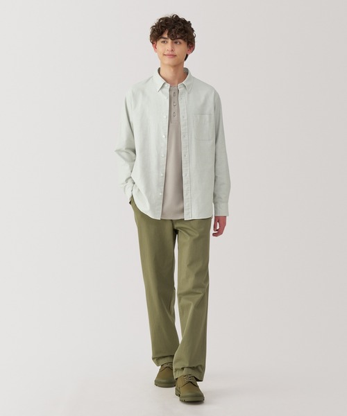 無印良品（MUJI） シャツ 紳士 洗いざらしオックスボタンダウン長袖