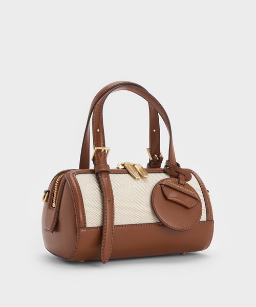 追跡★Charles&Keith 2WAY Enola キャンバス ボウリングバッグ CHARLES ＆ KEITH ショルダーバッグ バッグ Enola エノラ
