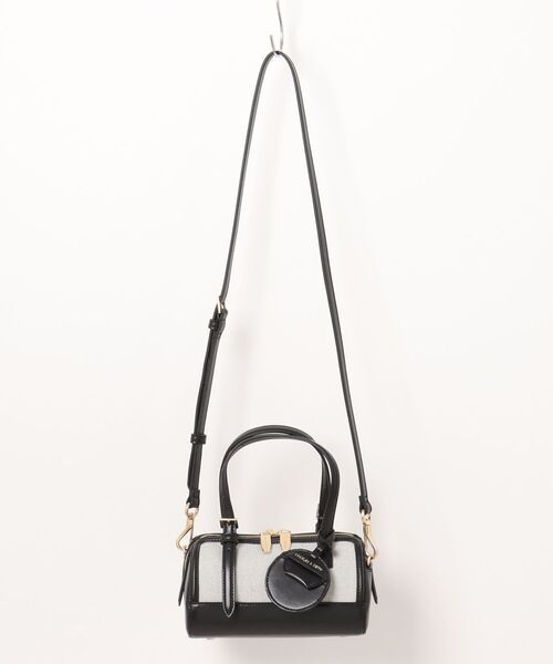 追跡★Charles&Keith 2WAY Enola キャンバス ボウリングバッグ CHARLES ＆ KEITH ショルダーバッグ バッグ Enola エノラ