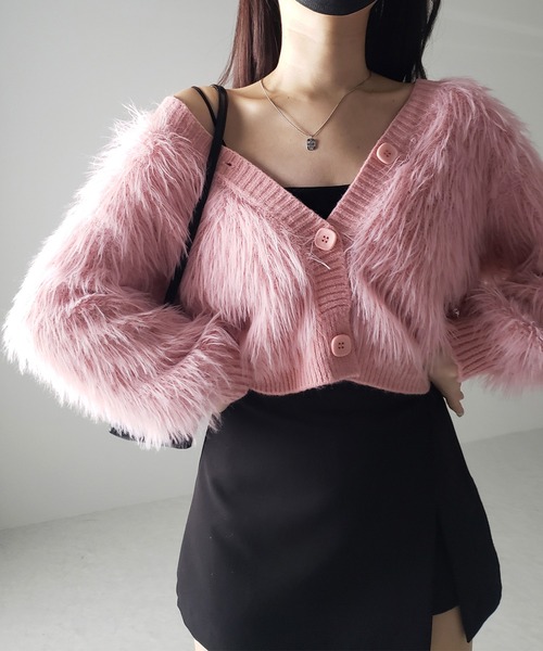 me+em select（ミームセレクト） ニットカーディガン FREE ピンク