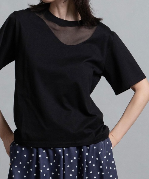 MARECHAL TERRE tシャツ 部分メッシュTシャツ レディース