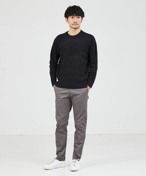 「ABAHOUSE GRAY」 長袖ニット 46 グレイッシュベージュ メンズ_画像2