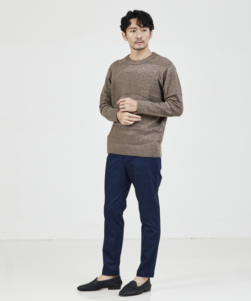 「ABAHOUSE GRAY」 長袖ニット 46 グレイッシュベージュ メンズ_画像9