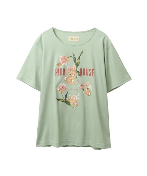 PINK HOUSE tシャツ チューリップうさぎプリントカットソー