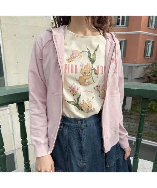 PINKHOUSE ピンクハウス　チューリップうさぎ　カットソー　Tシャツ PINK HOUSE tシャツ チューリップうさぎプリントカットソー