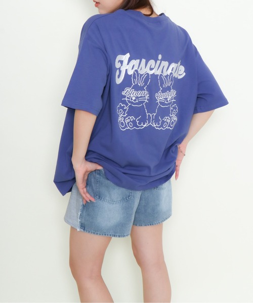 tシャツ 「ゆるロゴ×うさぎ刺しゅう」ルーズシルエットT／ユニセックス