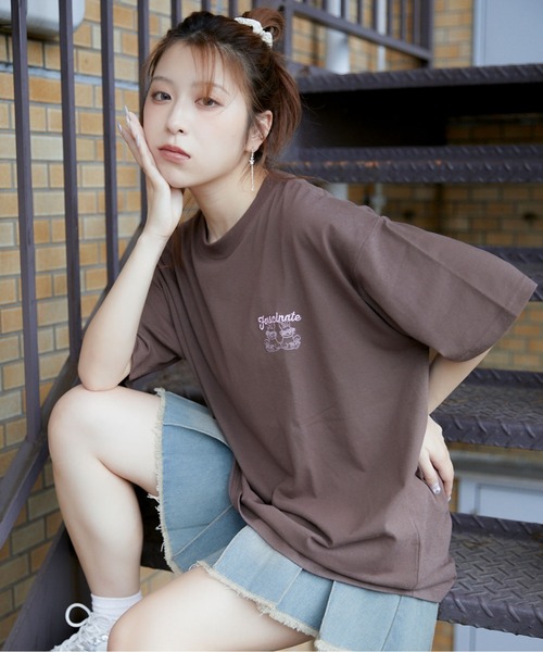 tシャツ 「ゆるロゴ×うさぎ刺しゅう」ルーズシルエットT／ユニセックス