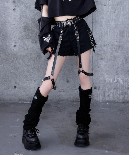 GARULA 黒 ショートパンツ スタッズ付きポケット 平成ギャル 平成ギャル y2k swag♡ローライズ ショートパンツ スタッズ