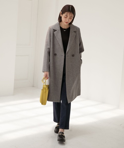 「GLOBAL WORK」 チェスターコート MEDIUM ブラウン レディース_画像7