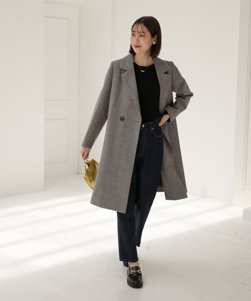 「GLOBAL WORK」 チェスターコート MEDIUM ブラウン レディース_画像9