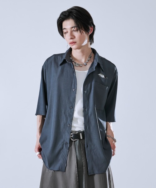 Ellno Loset（エルノロゼット） シャツ ダメージ加工レギュラーシャツ