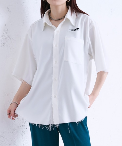 【新品】&エルシー　8th シャツ Ellno Loset（エルノロゼット） シャツ ダメージ加工レギュラーシャツ