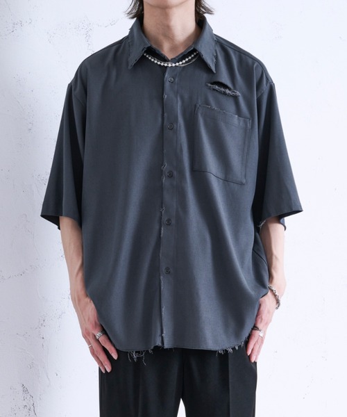 Ellno Loset（エルノロゼット） シャツ ダメージ加工レギュラーシャツ