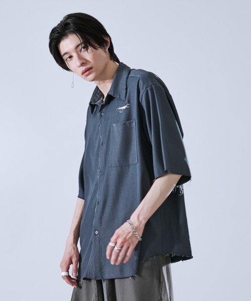Ellno Loset（エルノロゼット） シャツ ダメージ加工レギュラーシャツ