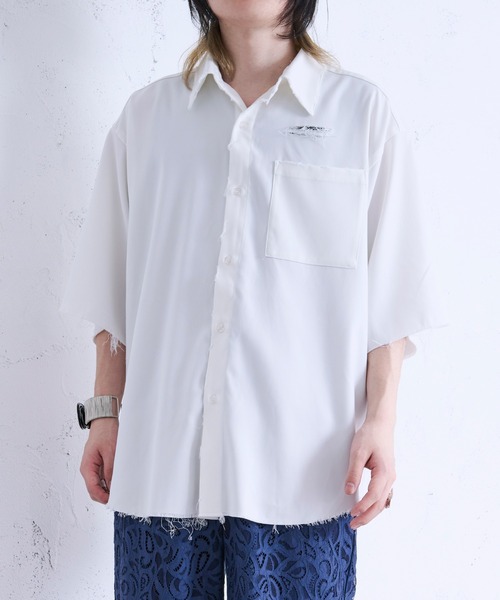 Ellno Loset（エルノロゼット） シャツ ダメージ加工レギュラーシャツ
