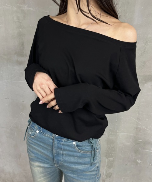  レディース オフショルダー 長袖カットソー ブラック tシャツ オフショルダー 長袖カットソー レディース : ZOZOTOWN Yahoo